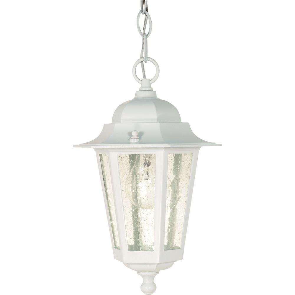 Nuvo Lighting 60/991  Cornerstone - 1 Light - 13" - Hanging Lantern with Clear Seed Glass in White Finish